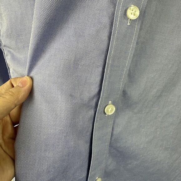 Bonobos Italian Shirting Slim Fit Blue Button Up Dress Shirt Mens Size 16/33 - Picture 6 of 12